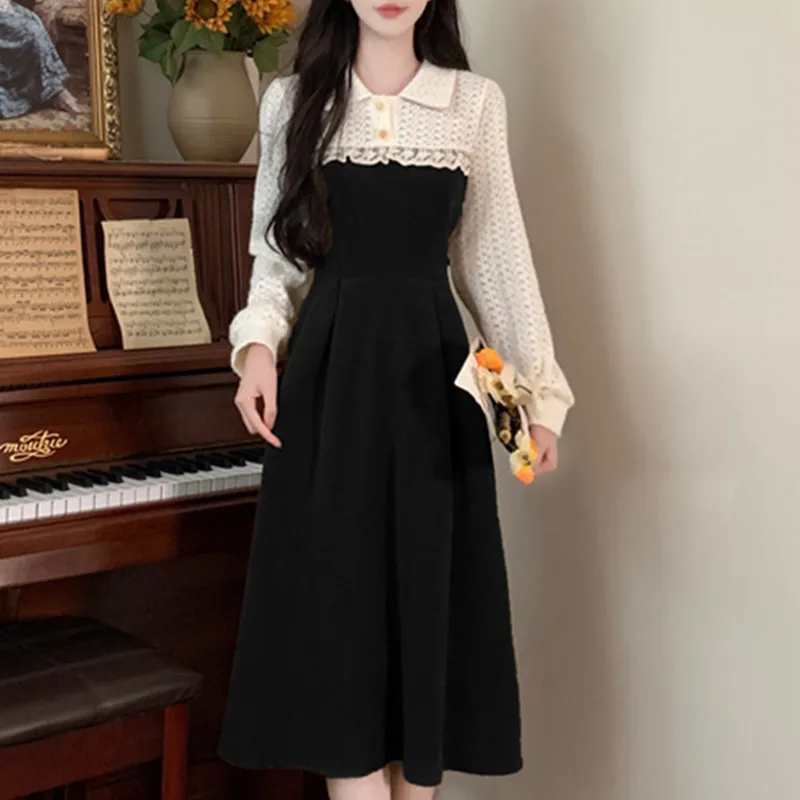 Утолщенное кружевное платье для женщин бархатное из евро-хлопка стандартная