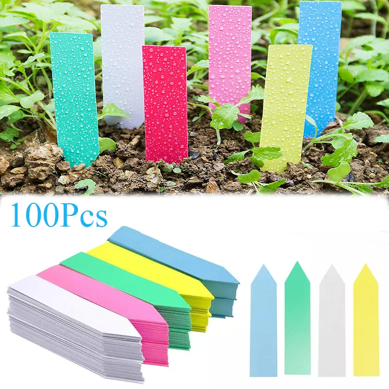 

100Pcs Garden Plant Labels Plastic Seedling Labels Tray Mark Tools Waterproof Mix Colors Plant Tags Nursery Markers Flower Pots