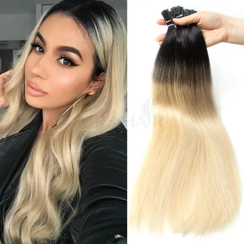 

Ombre Balayage I Tip Hair Extensions Straight Human Hair Natural Hair Extension Micro Link Hair T1B-613 20inch 50cm 1g/pc 50g