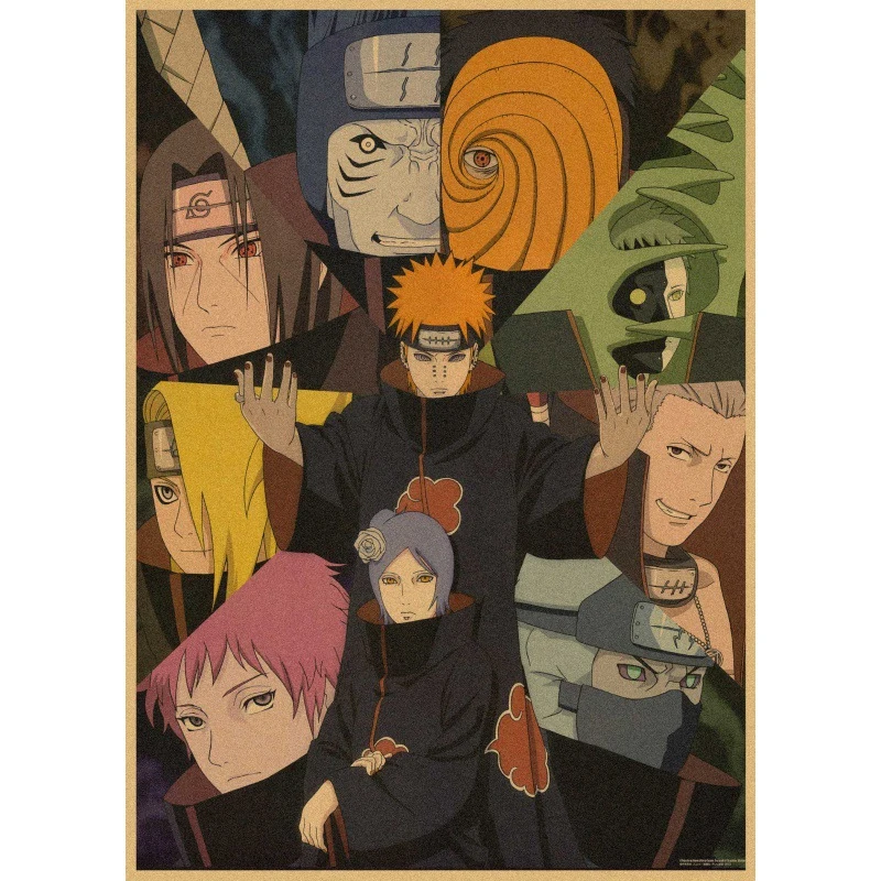 

Naruto Cartoon Poster Toys Peripheral Sasuke Kakashi Anime Figures Mural Decoration Karft Paper Poster Art Wall Painting Decor