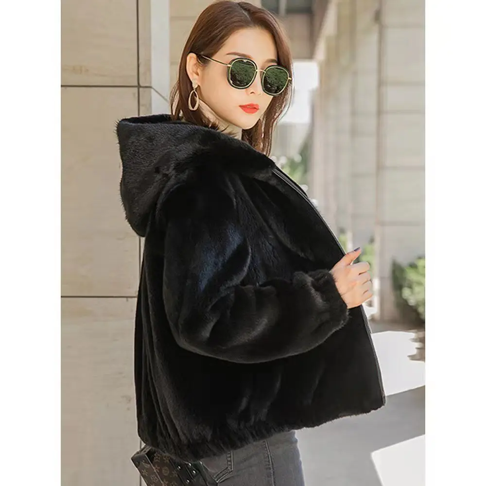 2022 Winter New Women's Jacket Women Faux Fur Coat Tops Female Elegant Thick Warm Artificial Fox Fur Jacket Outerwear