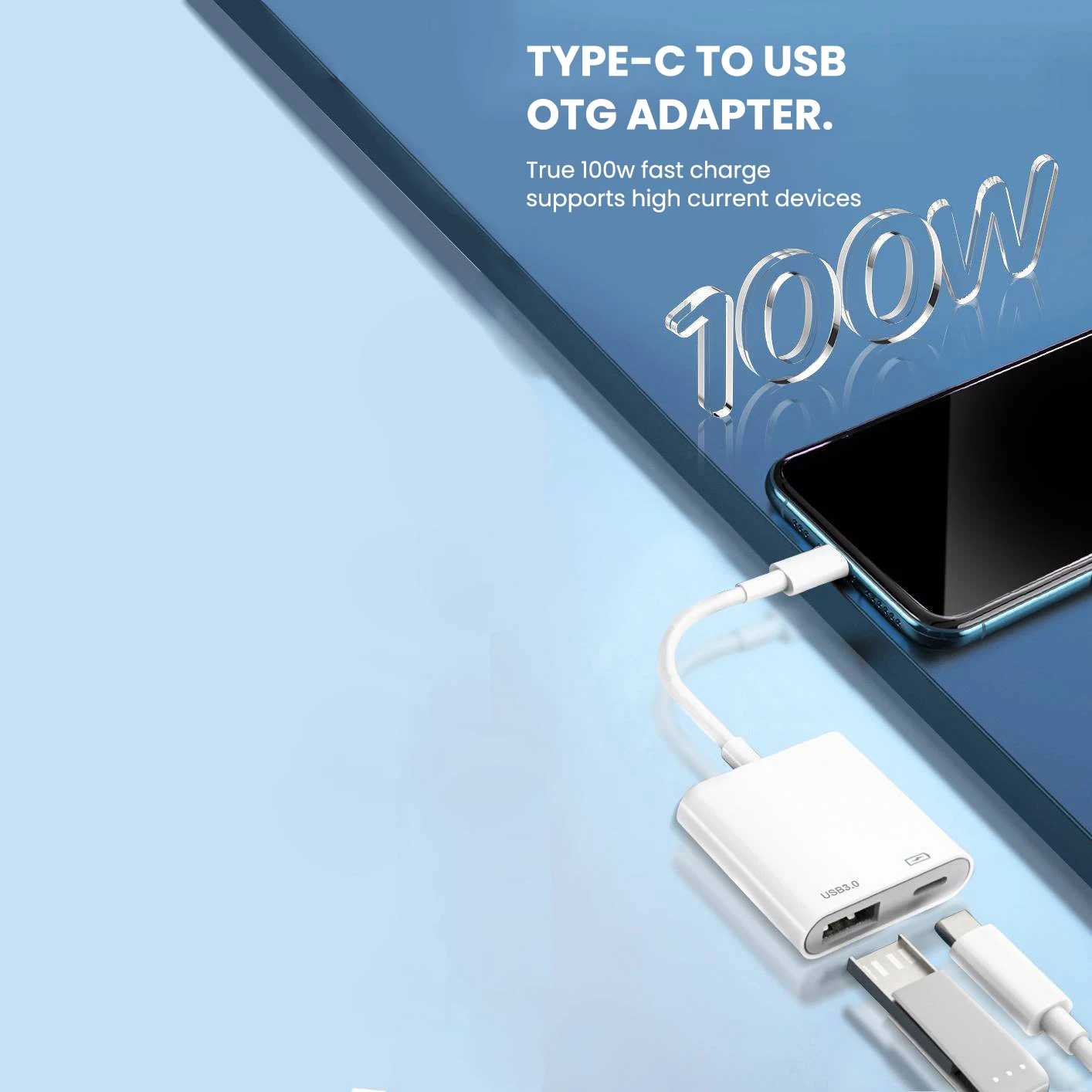 Адаптер OTG типа C 2 в 1 PD100W QC3.0 кабель для быстрой зарядки преобразователь Type USB 3 0/USB