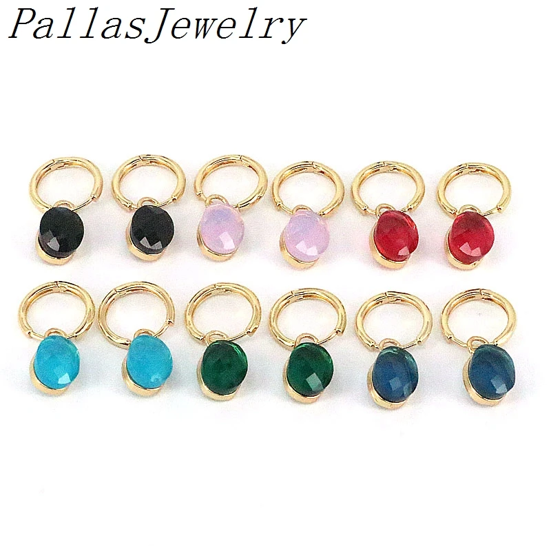 

5 пар, женские серьги-кольца золотого цвета с овальным камнем