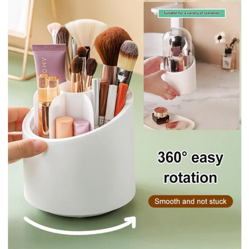 

360 Degree Rotating Makeup Brush Storage Box Large-capacity Cosmetic Brushes Organizer Eyebrow Pencil Eye Shadow Brush Holder
