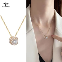 xiaoboacc tianium steel clavicle chain necklace for women fashion non tarnish pearl pendant necklaces jewellery