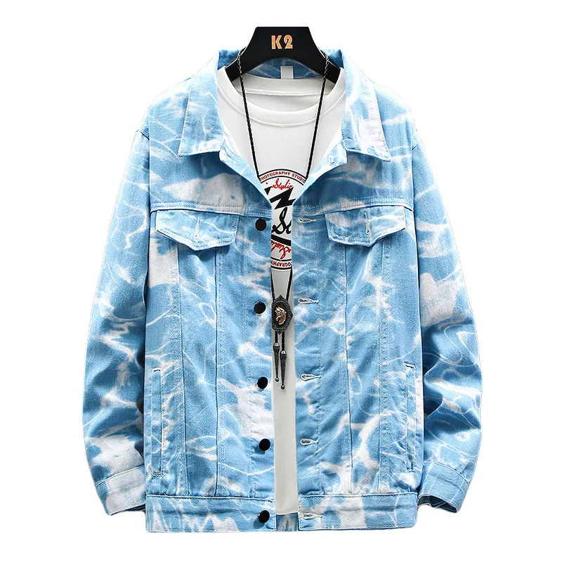 

Уличная рабочая куртка, джинсовая куртка, Мужская модная камуфляжная Свободная джинсовая куртка с прострочкой, Высококачественная брендов...
