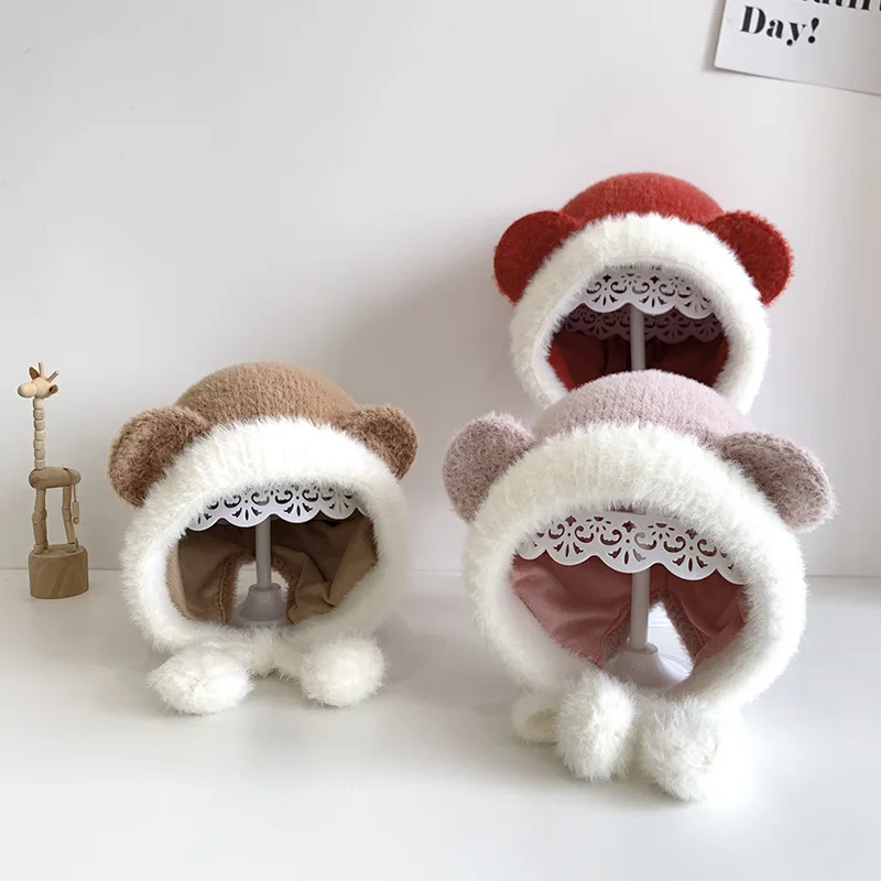 

Детская шапка От 0 до 2 лет, осенне-зимняя шапка с защитой ушей для маленьких мальчиков и девочек, милые шапки для малышей, Детская бархатная шапка