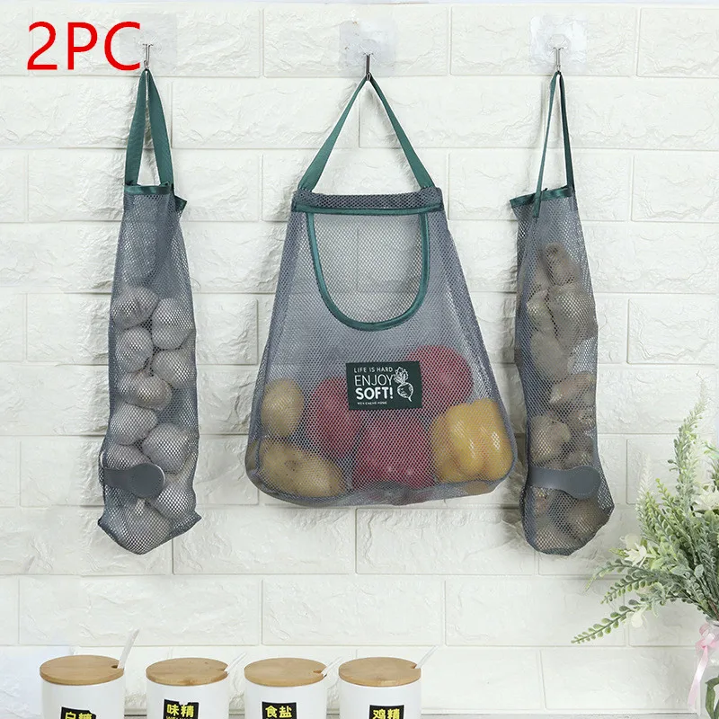 

Многоразовые кухонные сетчатые мешки для хранения овощей, сетчатая дышащая сетчатая сумка для лука, картофеля, чеснока, имбиря