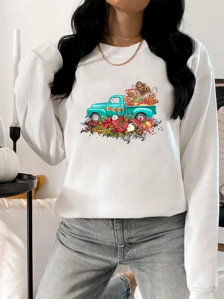 

Свитшот женский с цветочным принтом, милый стильный худи с графическим принтом, модная одежда на Рождество