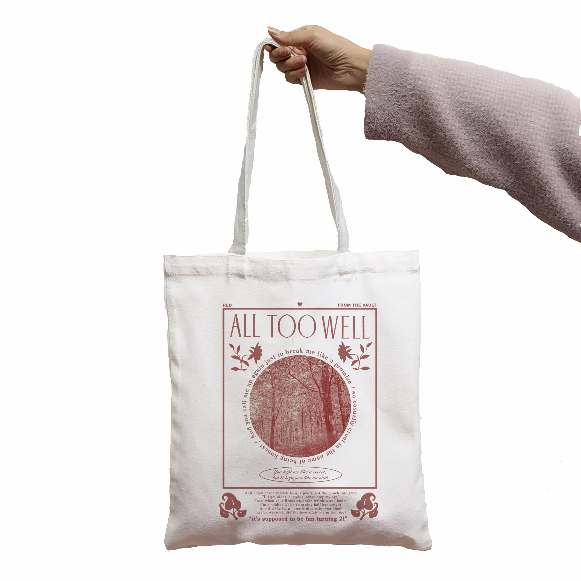 

BAG All Too Well Harajuku Vintage Shopping Bag Print Cool Women Shopper Bag White Women Fashion shopper shoulder bags Tote bag