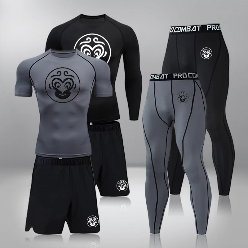 

Men's Sport Running Compression Set Multiple Colour Long Sleeves Sweatshirt Tracksuit Fitness Rashguard MMA Gym Training Clothes