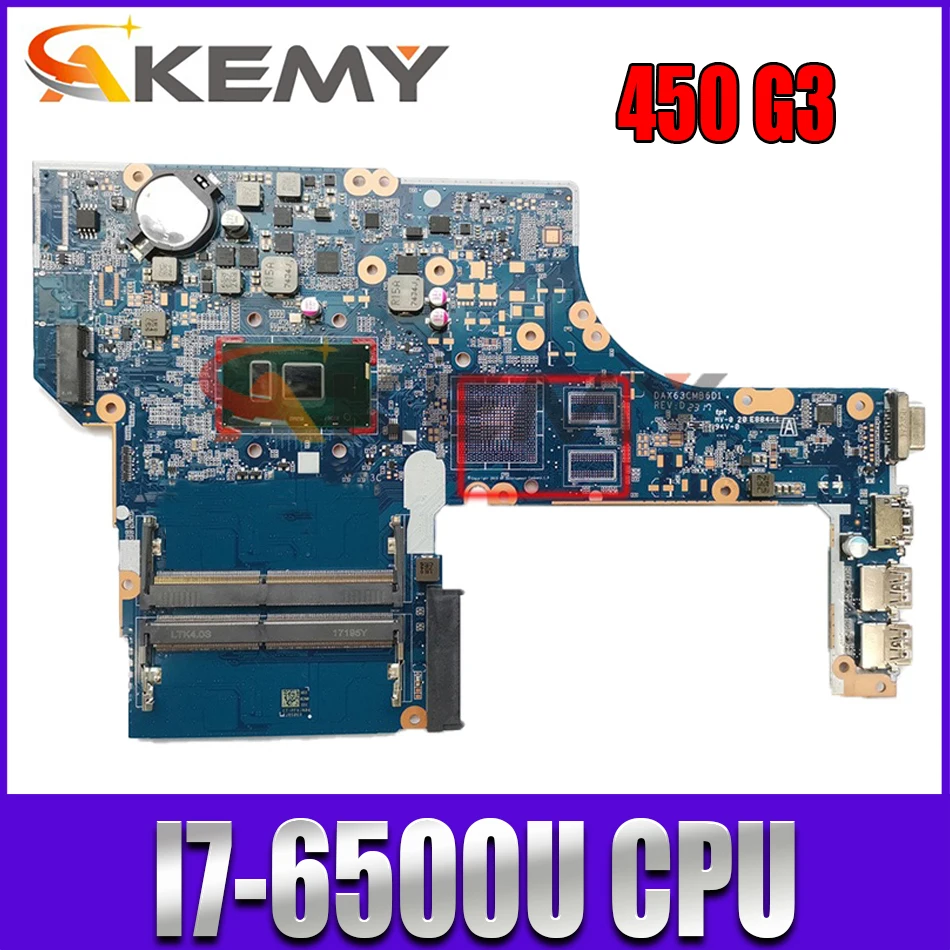 

828423-001 828423-501 828423-601 For HP ProbBook 450 G3 Laptop Motherboard DAX63CMB6D1 SR2EZ I7-6500U CPU DDR4