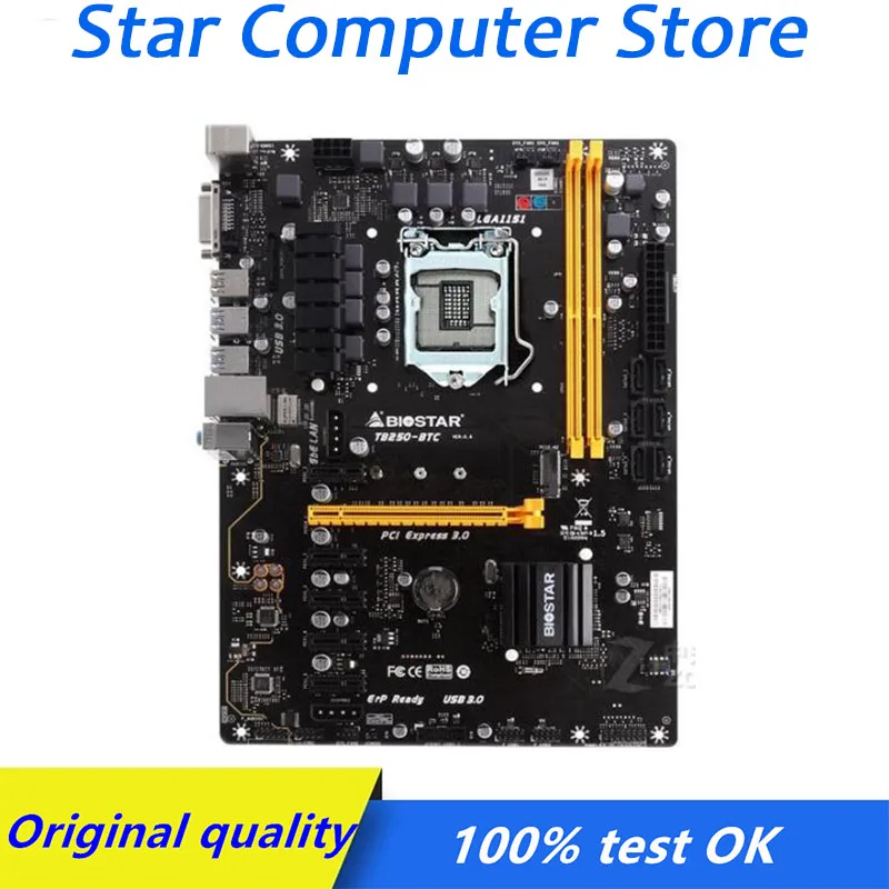 Материнская плата для майнинга BTC ETH ZEC и т. д. BIOSTAR TB250-BTC 6PCIE Can 6 материнская с