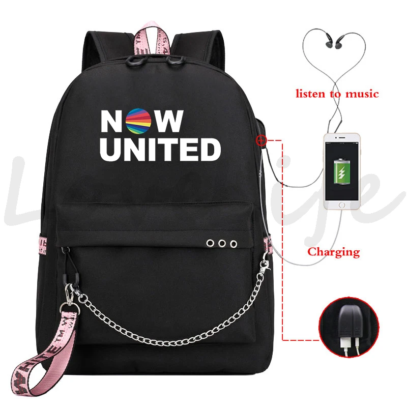 

Now United Backpack School Mochila Bookbag Rucksack for Boys Girls School Bags Knapsack Hiking Bagpack USB Charging Backpacks