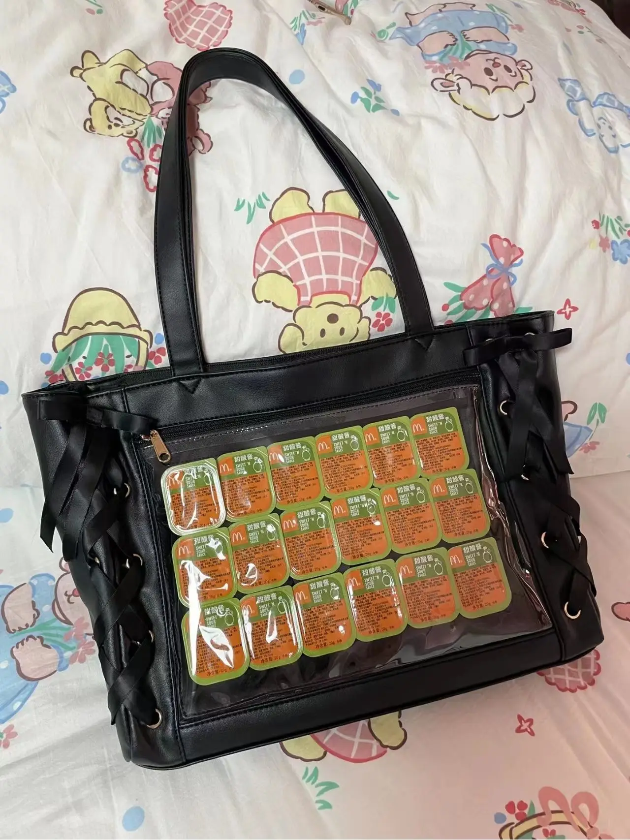

2023 New Leisure Tote Bag Women's Large Capacity Ribbon Bag Bow Transparent Bag Simple One Shoulder Underarm Bag Tide For Women