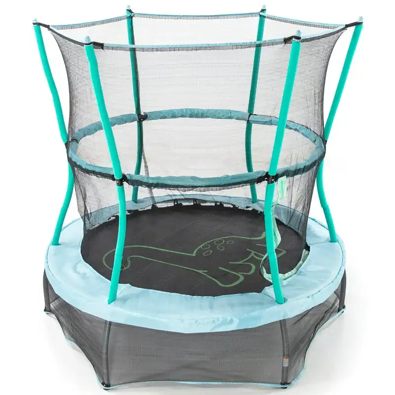 

Trampolines 55-Inch Bounce-N-Learn Trampoline, with Enclosure and Sound, Stomping Dinosaur