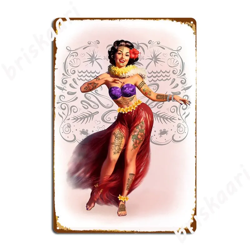 

Metroandmedio Designs Tattoed Hula Dancer Pin Up Metal Plaque Poster Wall Cinema Kitchen Retro Plates Tin Sign Posters
