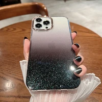 luxury gradient glitter bing phone case for iphone 13 pro max 12 11 x xs xr 7 8 plus fashion transparent shockproof back cover