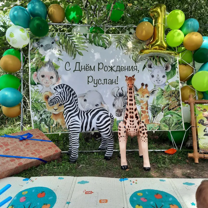 

Giraffe Zebra Simulated Giant Inflatable Animal Balloon Elephant Tiger Jungle Safari Park Birthday Party Scene Decoration