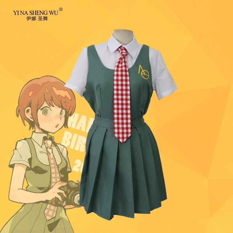 

Campus Uniform Green Women's Lovely Suit Animation Pellet on Breaking Cosplay Uniform Daily Short Sleeved Short Skirt Wig Suit