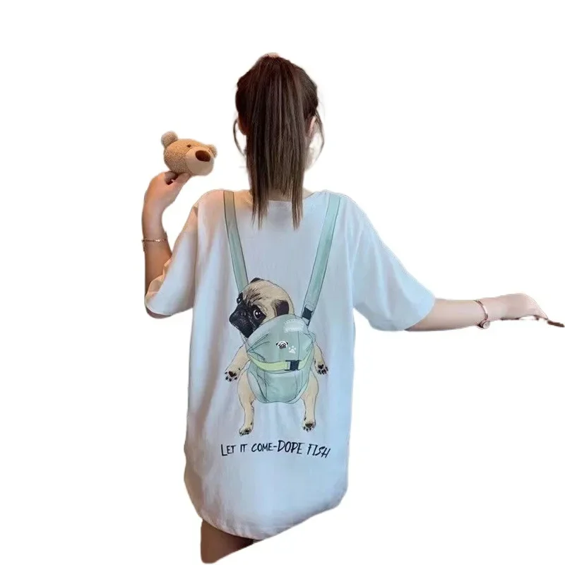 Новая летняя свободная футболка с рукавом до локтя для домашних животных модный