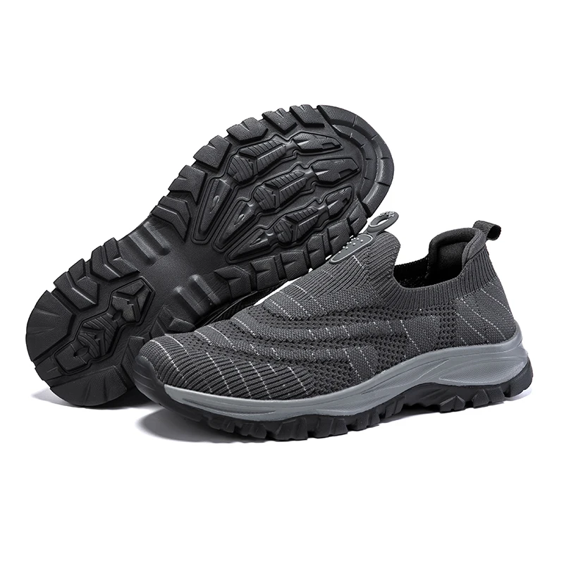 

Men Summer Outside Mountain Climbing Shoes Breathable Male Hiker Shoes Black Grey Slip on Hill Hiking Sneakers Plus Size 39-46