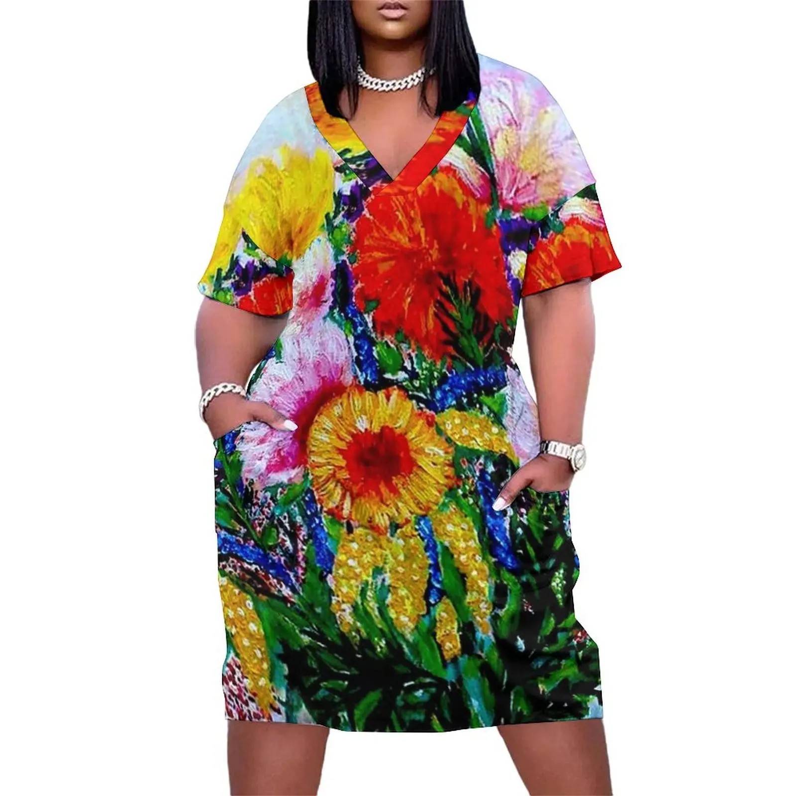 GUSTAV KLIMT: винтажное платье с цветочной композицией и принтом свободное карманами