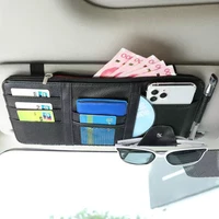 auto sun visor bill card cd phone sunglasses holder car organizer leather interior accessories for trucks zipper storage pouch