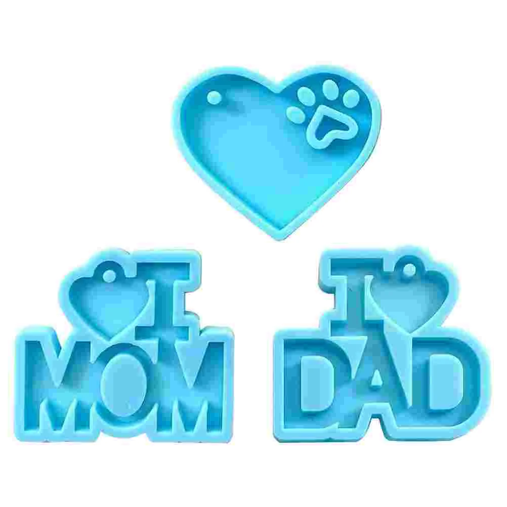 

3 Pcs Silicone Mold Crystal Epoxy Molds Heart Keyring Pendant Casting Chain Resin Keychain Heart-shaped DIY