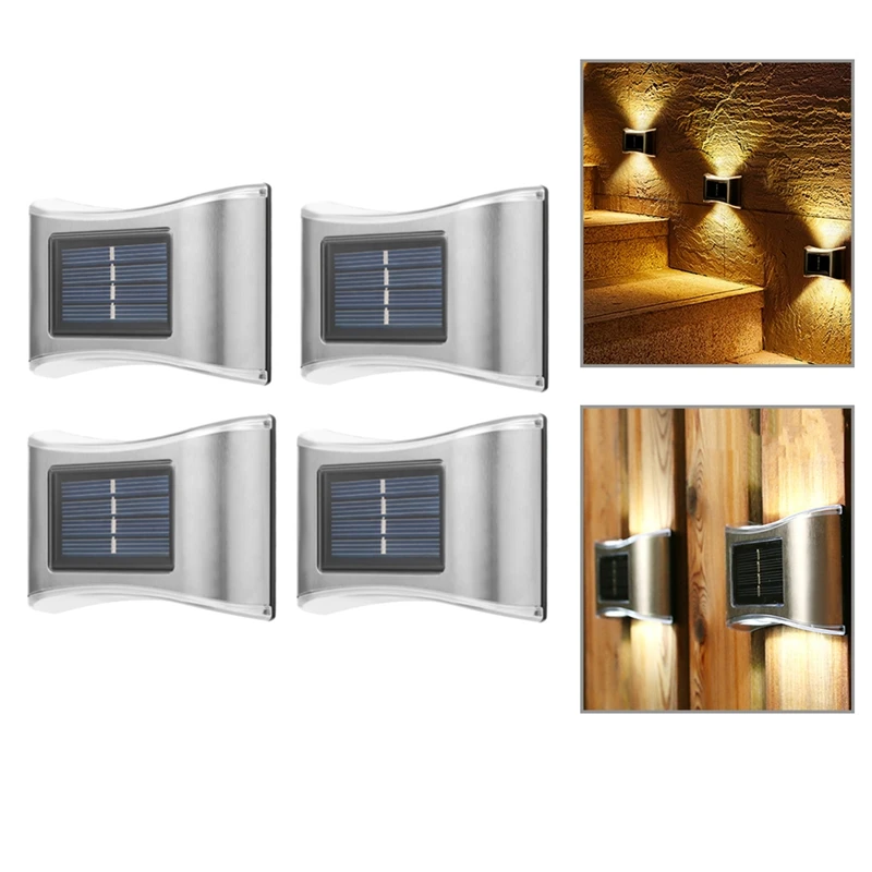 

6 LED Solar Wall Lamp Outdoor Garden Lights External Wall Sconce For Terrace Balcony Fence Street Decorative