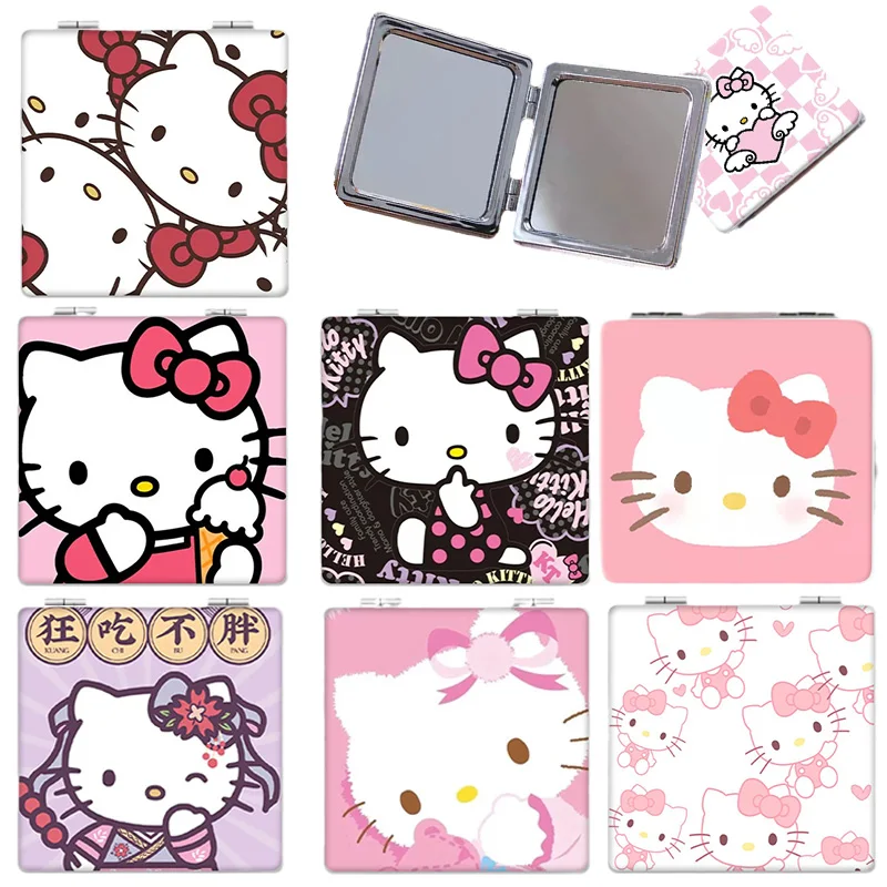 

Kawaii Sanrioed Cinnamoroll MyMelody Kuromi Kitty мини складное ручное двухстороннее зеркало милый мультяшный макияж маленькое зеркало