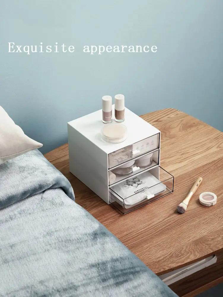 Многофункциональный прозрачный трехуровневый ящик для хранения в спальне девочки, оформление настольных ручных аксессуаров и органайзер ленты.