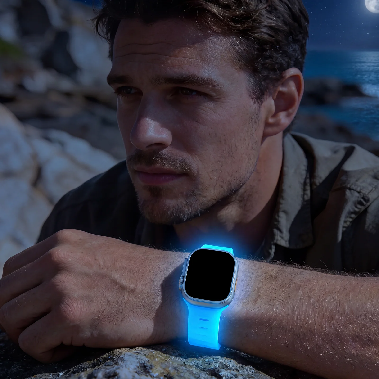 Фото Светящийся силиконовый ремешок для часов, подходит для Apple Watch Ultra/Series1-11/SE 38/40/41/42/S123 42MM/44/45/46/49MM №4