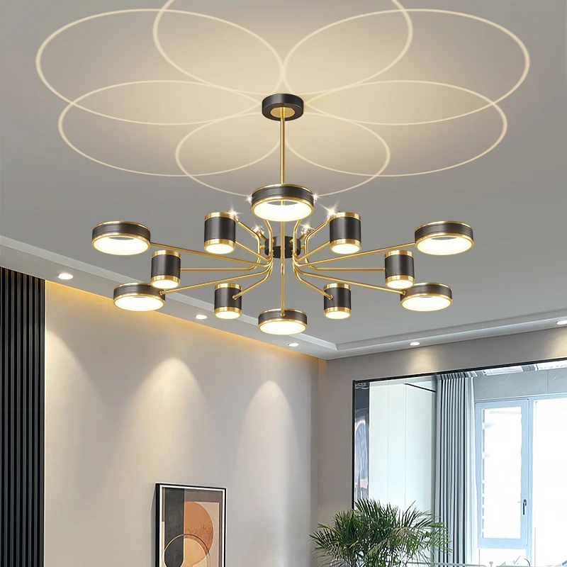 

Black Ceiling Chandelier Bedroom Star Projection Fashionable Atmosphere Hall Lamp Nordic Chandelier for Ceiling Led Dining Room