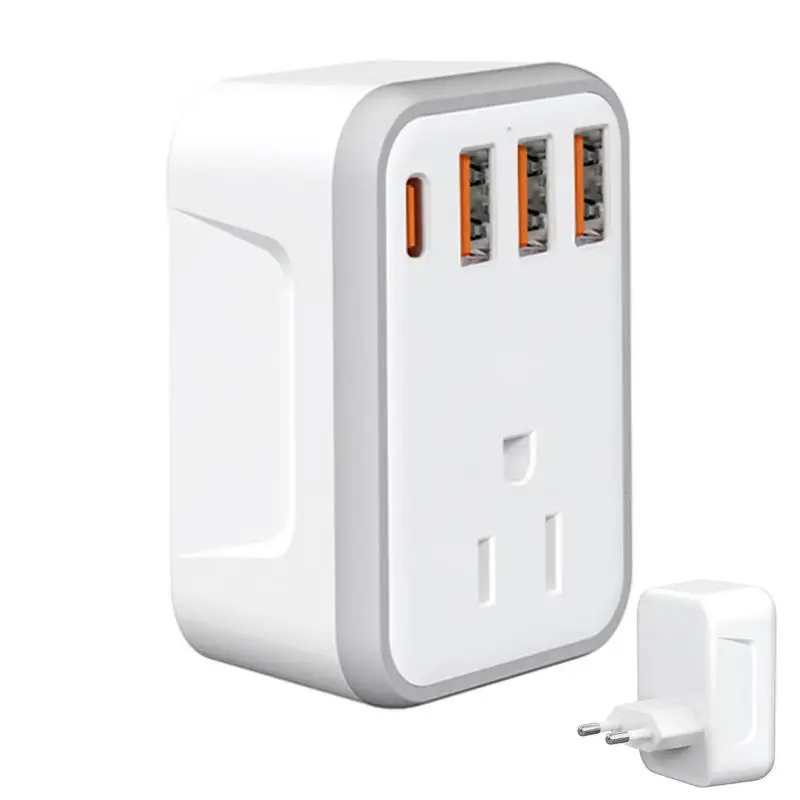 

International Plug Adapter US To European Plug Converter With 5 Ports Portable 110V-250V Power Adapter Multifunctional For Home