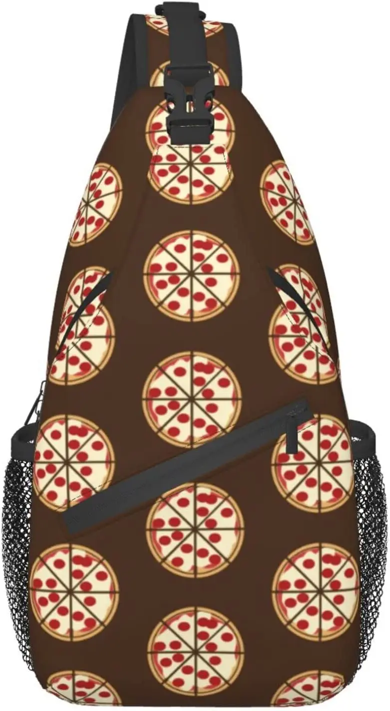 

Funny Pizza Chest Bag Shoulder Bag, Pizza Sling Backpack Casual Travel Bag For Men And Women