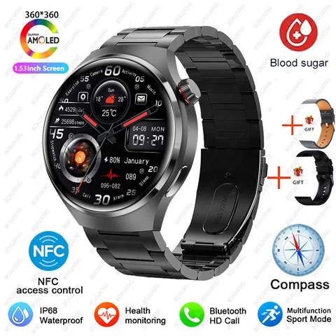 Смарт-часы для Huawei Watch 4 Pro, мужские Смарт-часы с экраном 360*360 HD, BT, звонки, NFC, IP68, водонепроницаемые, с измерением пульса, уровня сахара в крови, новинка 2023