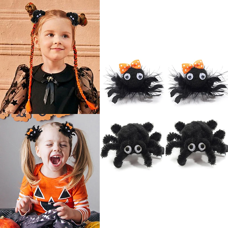 

2Pcs Halloween Spider Hair Clips For Baby Girls Cute Animal Hairpin Barrettes Kids Headdress Hair Accessories Party Decor