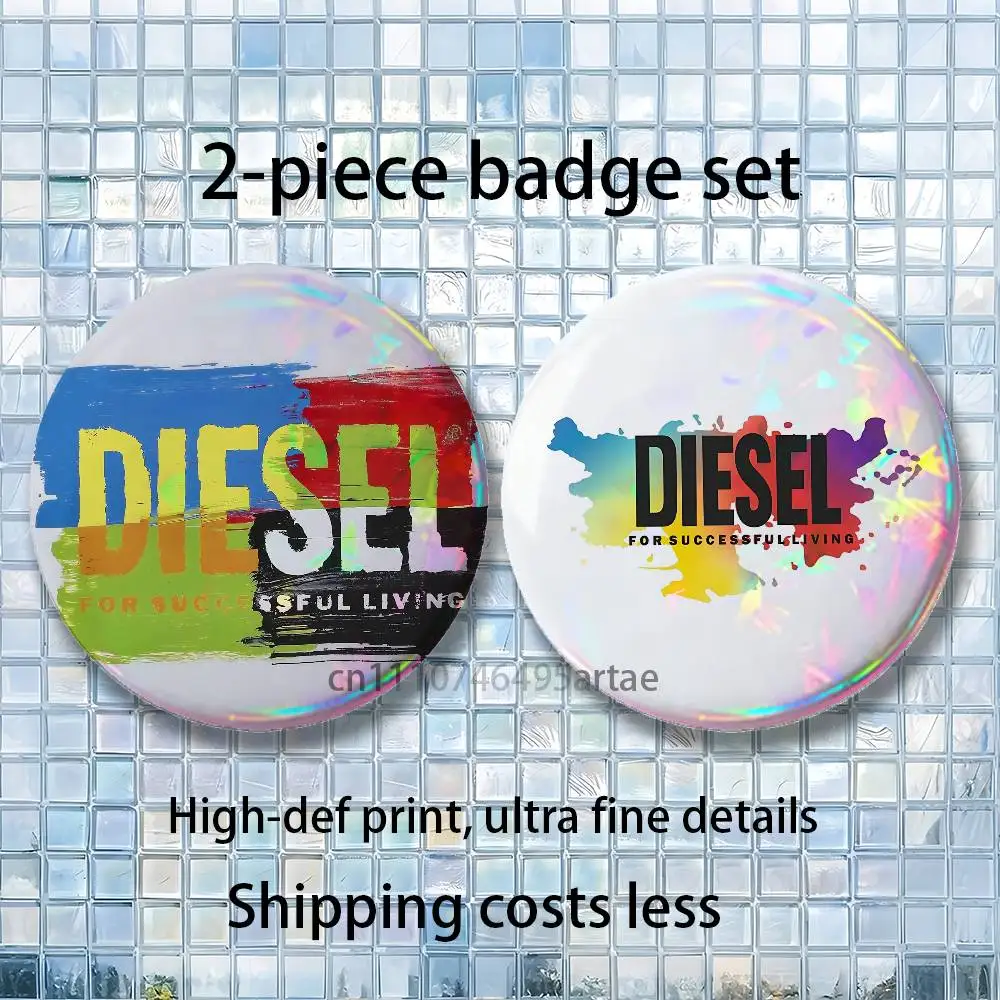 Фото Набор из 2 эмалевых значков B-Brand D-Diesel: Эстетичные круглые броши, модные сувениры, коллекционные товары, декор для одежды №4