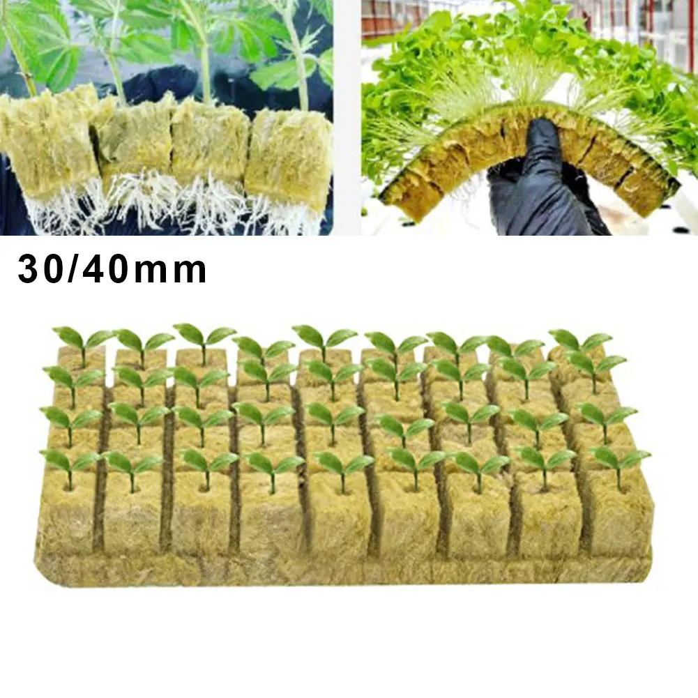 

50Pcs Stonewool Hydroponic Grow Media Starter Cubes Plant Cubes Soilless Substrate Plug Block Nursery Garden Tools 25x25x30/40cm