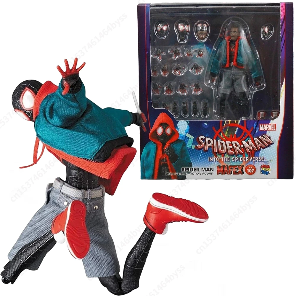 

2022 Re-release MAFEX No.107 SPIDER MAN Miles Morales INTO THE SPIDER-VERS Action Model Anime Figure Toys Gifts