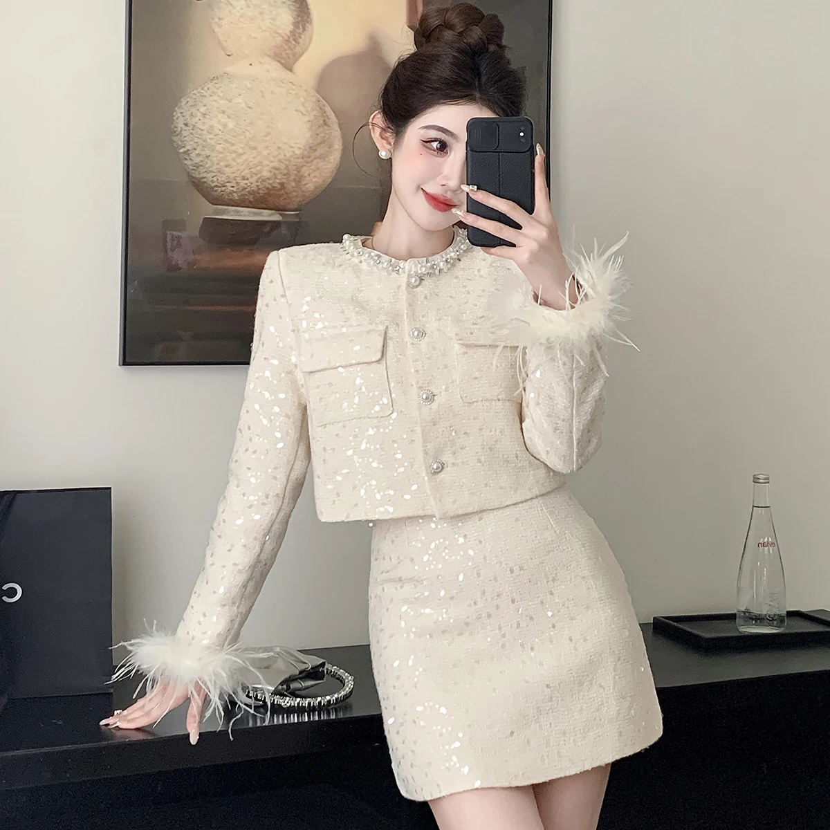 Реальные фотографии в наличии: новый комплект из двух предметов куртка с