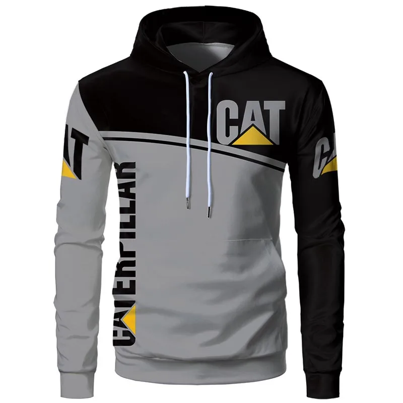 2022 summer new men's excavator caterpillar 3d printing hoodie fashion hoodie harajuku cool coat funny design sweatshirt