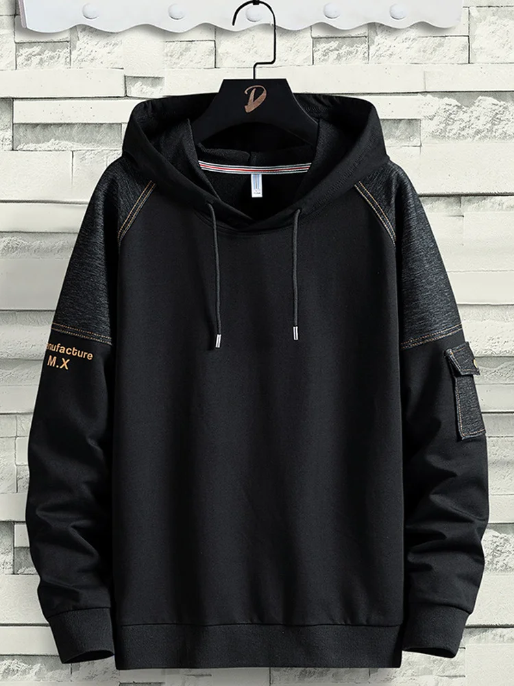 

2023 New Spring Multi-Pockets Hoodies Men Streetwear Black Oversized Pullover Sweatshirts Male Cotton Hoody Tops Big Size 8XL