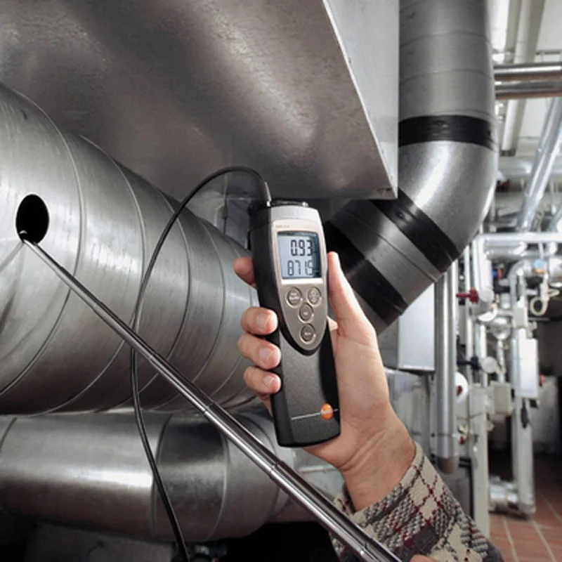 труба воздуховода для испы. испытания воздуховодов. пусконаладка систем вентиляции. вентиляционное оборудование. Testo 400.