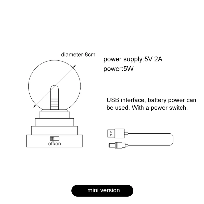 Novelty Touch Lightning Sound Control Artificial Lightning Ball Ion Ball Tesla Coil Glow Ball Arc Ball Christmas Decor Gift