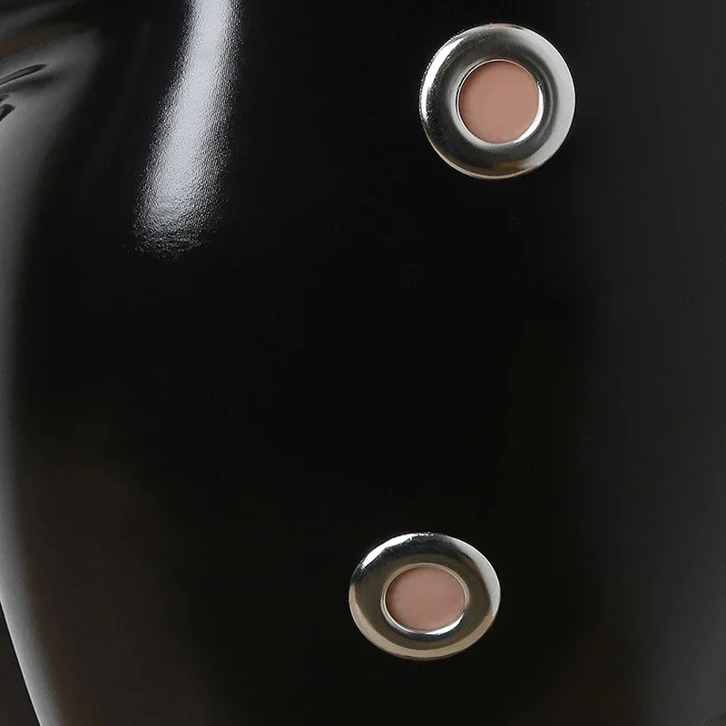 Женские сексуальные латексные кожаные брюки из ПВХ больших размеров с вырезами