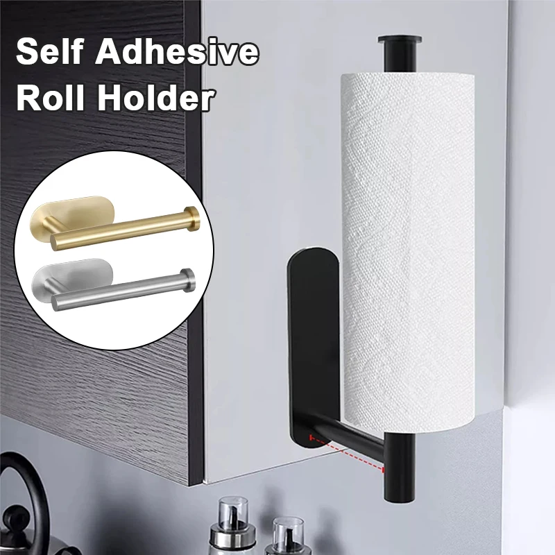 

Самоклеящийся держатель для туалетной бумаги из нержавеющей стали без отверстий для кухни под шкаф рулонная стойка для ванной настенная вешалка для салфеток