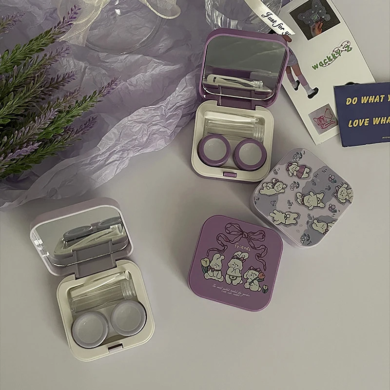 Милый мультяшный контейнер для хранения контактных линз девушек и женщин