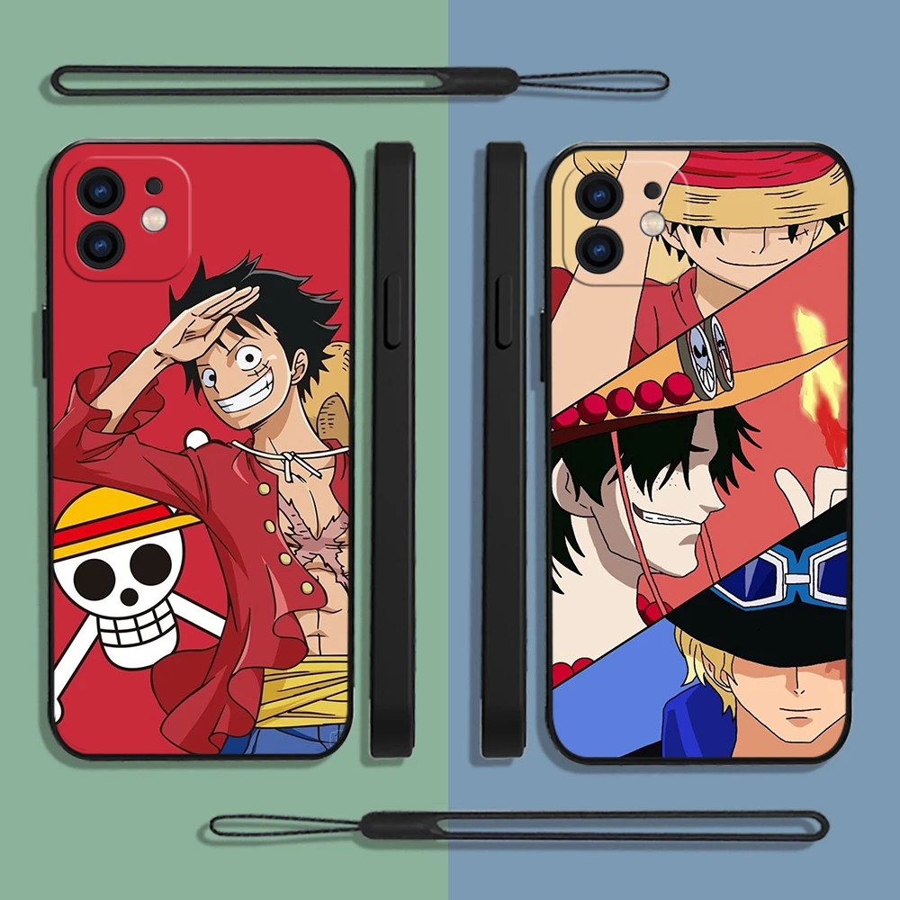 

Аниме One Piece Zoro Luffy чехол для телефона iPhone 14 13 12 11 Pro Max Mini X XR XS MAX Plus Силиконовые чехлы с ремешком на руку